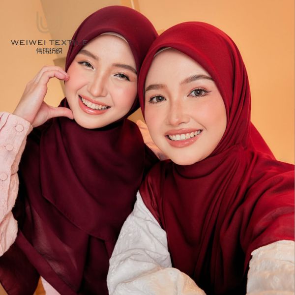 High Quality Tudung Bawal Solid Breathable Square Muslim Women Spring Summer Ethnically Inspired Scarf Shawl Cotton Voile Hijab