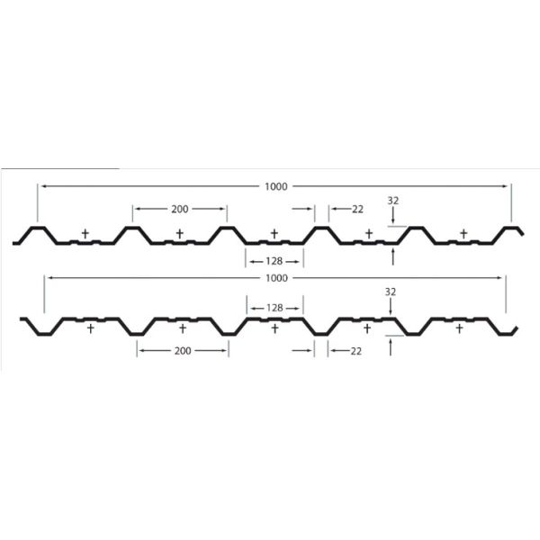 32 / 1000 Box Profile 0.5 Thick Galvanized Roof Sheet Roof Roll Forming Machine