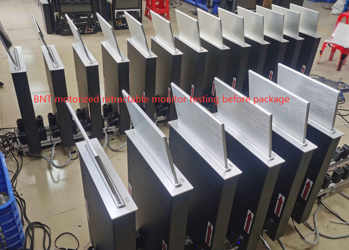 17.3" Screen Conference Table Motorized Monitor Lift With Anti Pinching Hand Protection