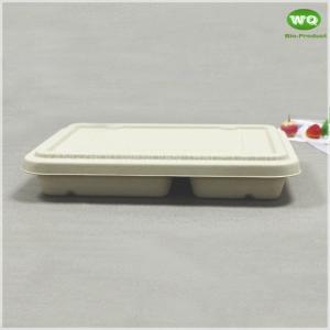 5-Coms Biodegradable Rectangle Tray With Lid-Bagasse Sugarcane Fiber Tableware
