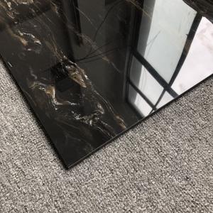 GLOSSY Black Gold Marble Ceramic 24x24 Square Tile for Outdoor and Indoor Luster