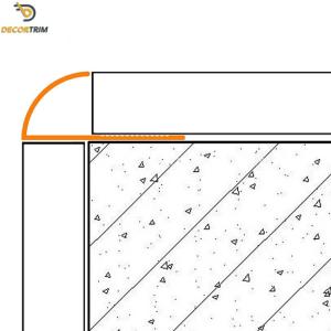 12mm Depth Ceramic Quarter Round Tile Trim , Anodizing Matt Gold Tile Trim