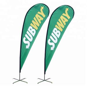 promotional Clear Printing Teardrop Beach Flag 110*390cm Easy install