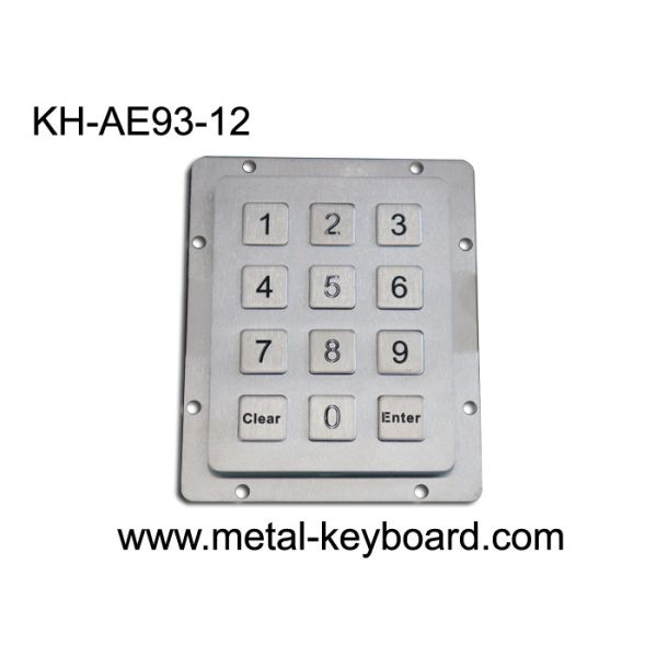 IP65 Waterproof Ruggedized Metal Keypad 12 Keys Industrial Stainless Steel