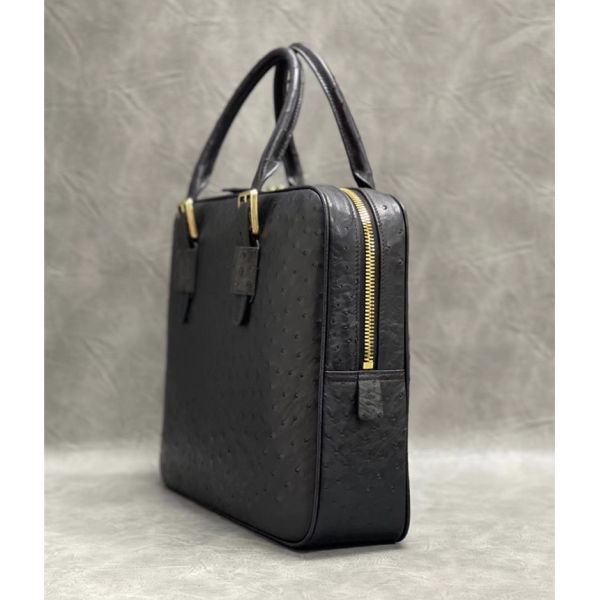 Authentic Real True Ostrich Skin Businessmen Briefcase Laptop Purse Bag Genuine Exotic Leather Male Working Handbag