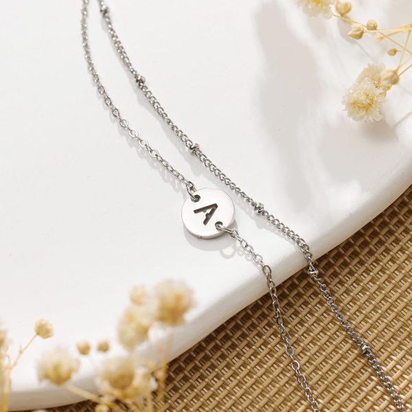 Initial Letter 18k Stainless Steel Bracelets A To Z Silver Link Hand Hand Chain Bracelets