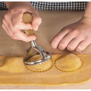 Stainless Steel Ravioli Mold with Wooden Handle Used for Making Italian