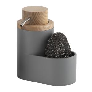 2N1 Polyresin Kitchen Organize Utensil Caddy Kitchen Soap Pump With Jumbo Wooden