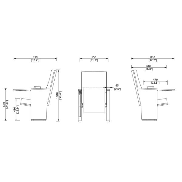 Hidden Table Church Theater Seating With Writing Pad