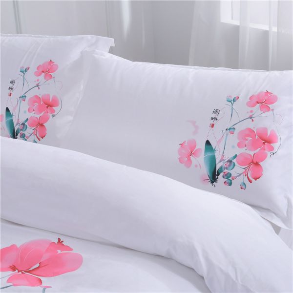 173 * 118 Fabric Density Pure Cotton White Chinese Bed Sheets and Quilt Covers