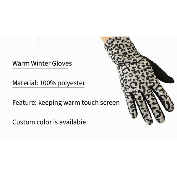 Custom Accessories Leopard Wool Women Gloves Mittens Touchscreen Warm