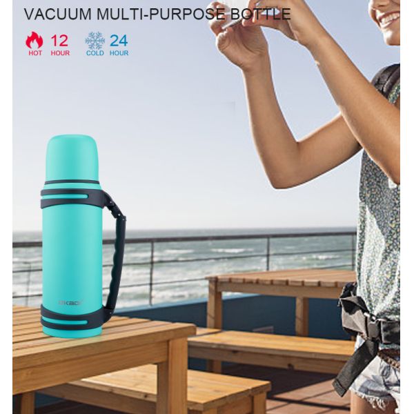 1.4L/1.8L Stainless Steel Vacuum Travel Pot Outdoor Sports Thermal Flask Water Bottle With Handle