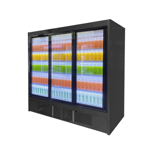 Self Service Upright Multideck Open Chiller Fronted Fridge With Curved Glass