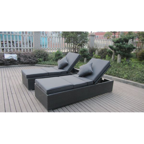 Buy Contemporary Rattan Sun Lounger , Outdoor Beach Lounge Chair Set at wholesale prices