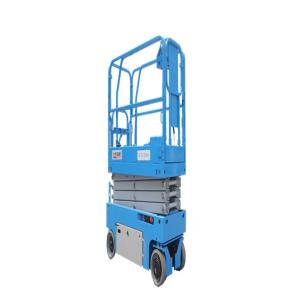 Stationary Self Propelled Hydraulic Scissor Lift Upright Type Blue Color Long
