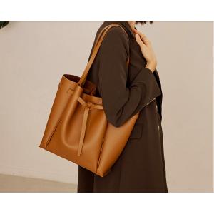 PU Leather Brown Drawstring Bag ISO One Shoulder Messenger Bag