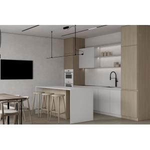 Classic White Kitchen Cabinet System Customized With Dinning Island