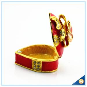Shinny Gifts Enamel Heart Shaped Metal Trinket Box For Wedding Gifts SCJ388-2