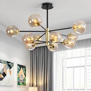 Loft Vintage Loft Chandelier E27 Round Ball Light Ceilling Lamp Black Gold