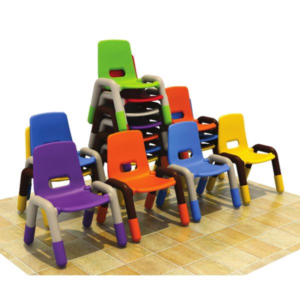 Early Childhood Classroom Furniture Kids Chair Plastic Pipe Frame PP Plastic Material