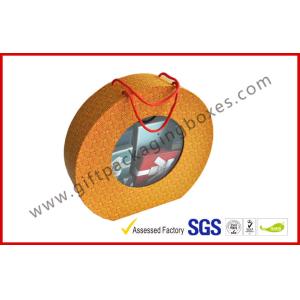 Round Paper Transparent Window Luxury Gift Boxes With Golden Packaging Material