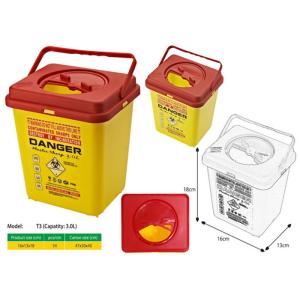 3 Litre Sharps disposal container, Sliding Lid, Red,Sharps Container |