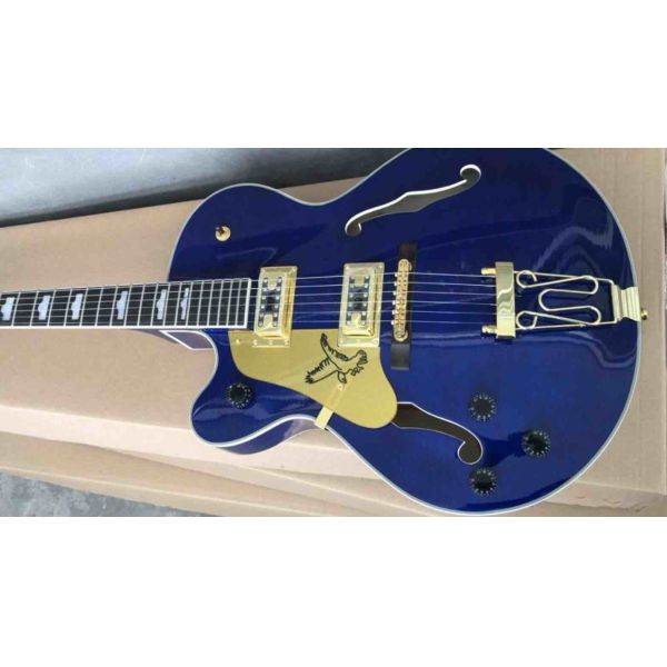 Wholesale New Arrival Left Handed Guitar Jazz 6 String Electric Guitar Semi Hollow Body In Blue