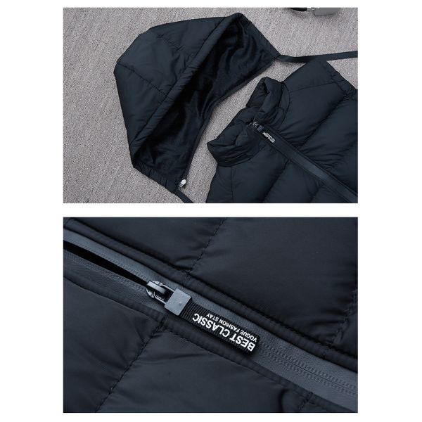 Wholesale High Quality Customization Sleeveless Utility Cotton Hooded Man Oversized Knit Down Vest For Men Sale