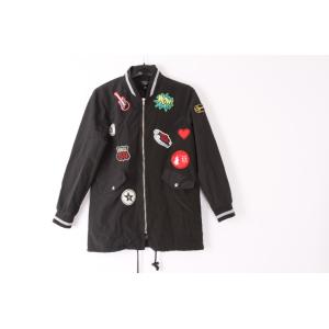 Matel Zipper Rib Cuff Longline Parka Coat Womens 69% Rayon 27% Nylon