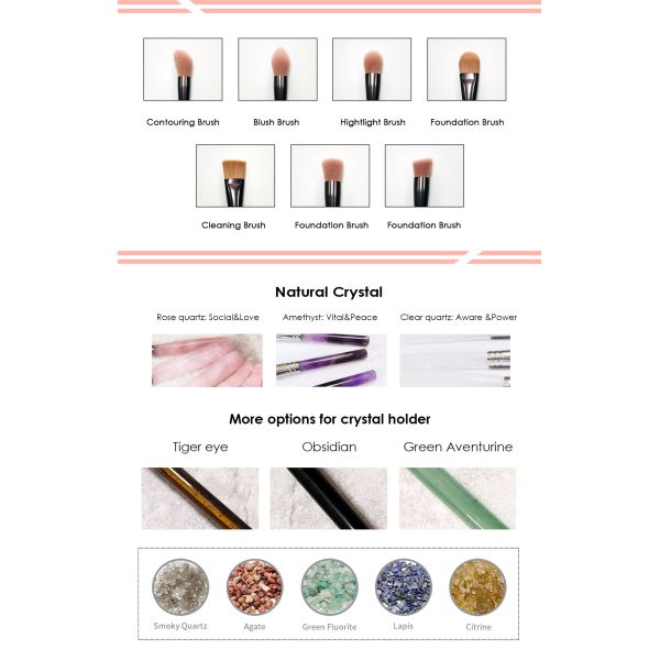 Glitter Handle 5pcs Goat Hair Makeup Brushes For Foundation And Concealer