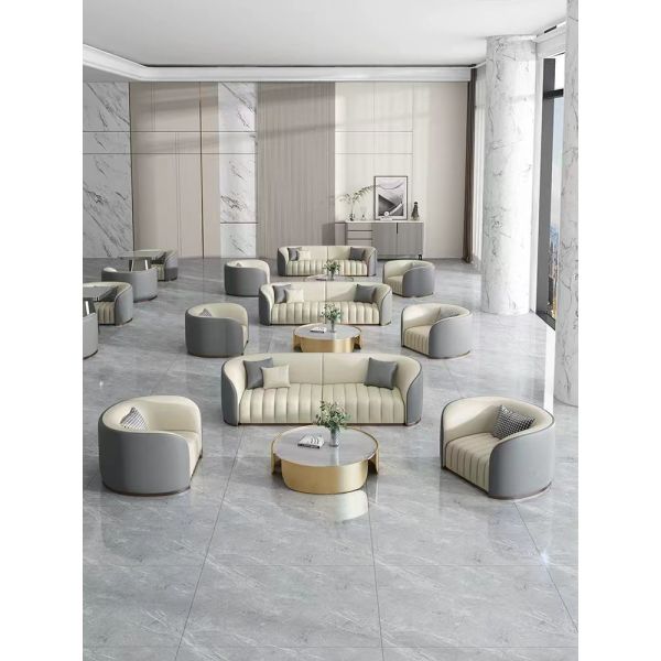 Modern Hotel Lobby Furniture Sectional Sofa and table set For Reception And Negotiation Area