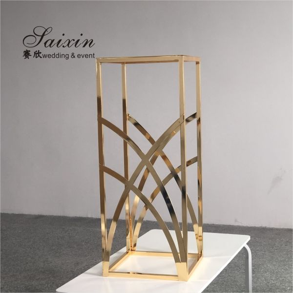 ZT-429G New design shiny gold metal flower stands for floor aisle wedding