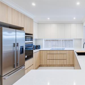 Plain Wooden Textured Laminate Cabinets Custom White Melamine Modern