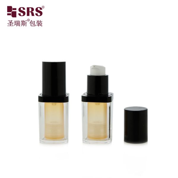 Empty PET Replaceable Double Wall Square Shape Custom Color Facial Serum Airless Bottle 50ml