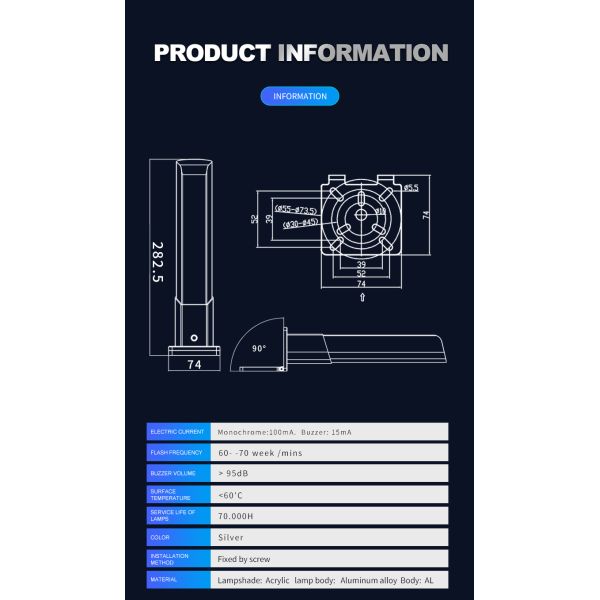 Red Orange Machine Light Tower 24V DC LED Lights Lamp With Buzzer Alarm For CNC Machine