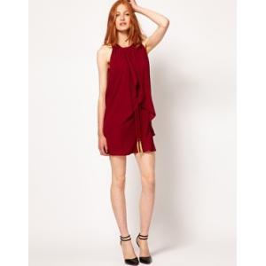 Short Flared Dresses , A-line Ladies Scoop Neck Sleeveless Casual