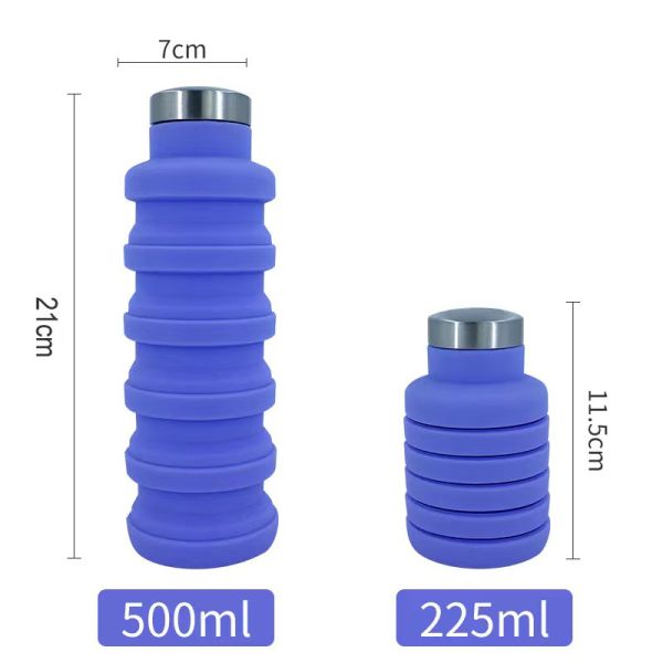 Reuseable Collapsible Water Bottle BPA Free Silicone Foldable Water Bottles For Travel Gym Camping Hiking