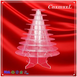 plastic pyramid display case 10 tier macaron tower display tower case with