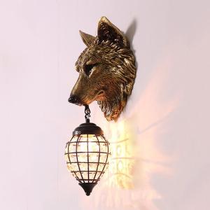Resin Wolf Wall Lamps Vintage Wall Sconce Light Fixtures for Living Room Bedroom
