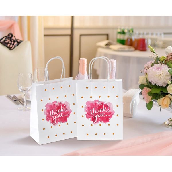 Customized Logo Kraft Paper Bags with Hand Length Handle and Thank You Gift Carrier