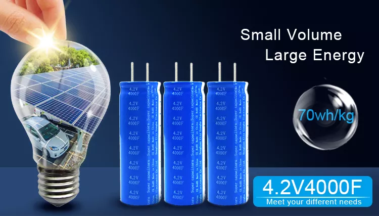 Electrical System Long Life Power Capacitor Batteries 4.2V 4000F Solar Light System