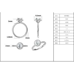 925 Sterling Silver Jewelry Diamond Moissanite Engagement Rings Round Shaped