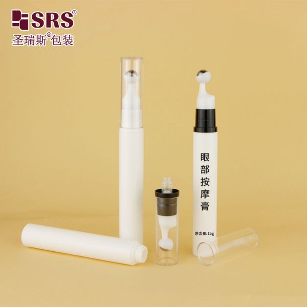 A0031 Injection Customize Color Round Airless Roll On Bottle Packaging Cosmetic Massage Eye Serum Pressing Bottles