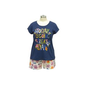 Leisure Ladies Loungewear Sets Solid Short Sleeve Top + Floral Shorts