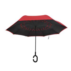 Double Layer Reversed Unbreakable Storm Umbrella With C Hook Handle