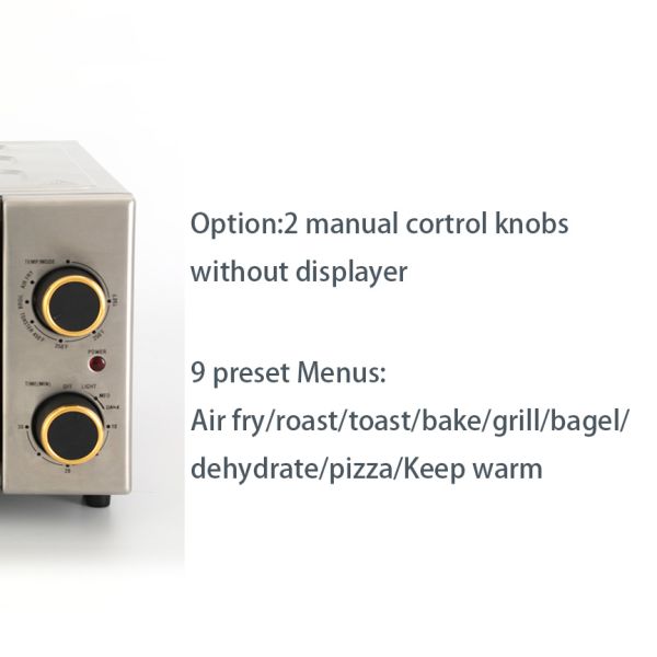 OEM Small Kitchen Appliance Air Fryer Ovens 12L 2 Manual Cortrol Knobs