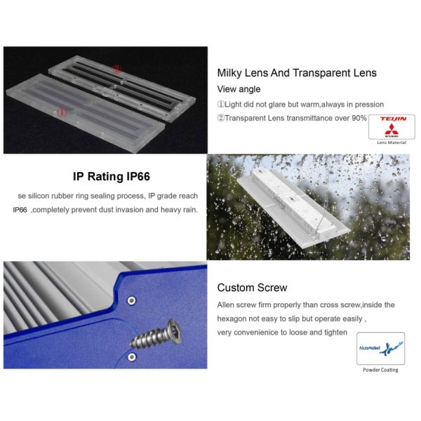 Industrial Lighting Fixture Linear Highbay Lamp LED High Bay Light 100-400W Smart Dimming 0-10V Motion Sensor Warehouse