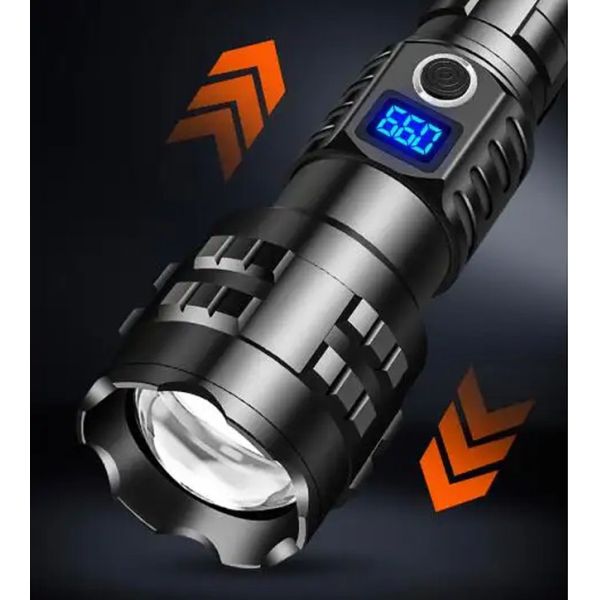 Digital Display Aluminum Alloy LED Flash light Outdoor Long Range Zoom IP65