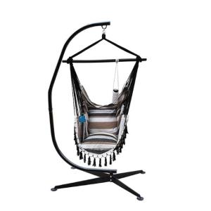 Hotel Outdoor Activity Hanging Rope Stripe Padded Sofa Hammock Chair With Swing