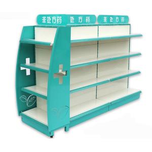 Retail Metal Drugstore Pharmacy Gondola Shelving Eye Catching 1-7 Layers
